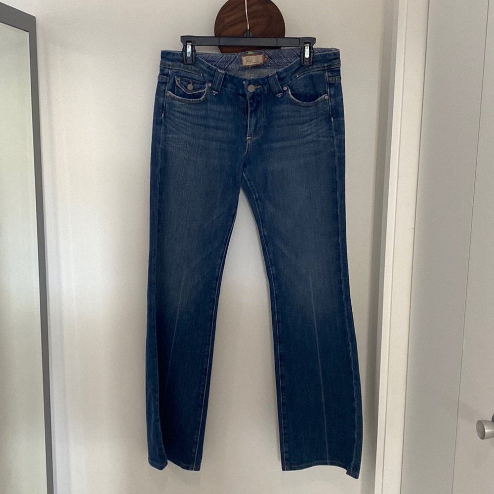 Paige Premium Denim, flare leg low rise with pockets